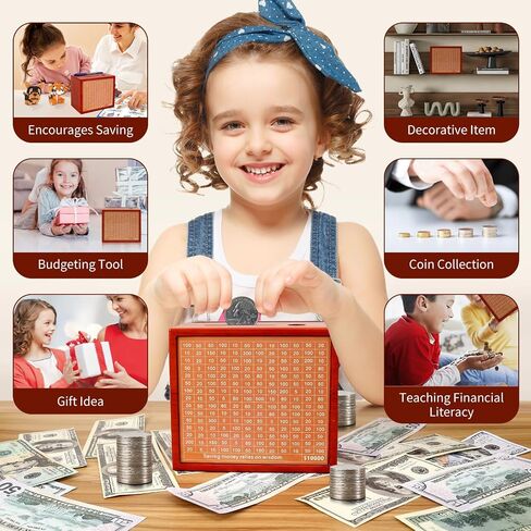 10000 Savings Challenge Box with Photo Display, Customizable Wooden Piggy Bank for Adults Kids, Money Saving Box for Boys and Girls, Funny Cash Vault Coin Bank, Alcancias de Dinero para Adultos in Saudi Arabia