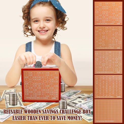 10000 Savings Challenge Box with Photo Display, Customizable Wooden Piggy Bank for Adults Kids, Money Saving Box for Boys and Girls, Funny Cash Vault Coin Bank, Alcancias de Dinero para Adultos in Saudi Arabia