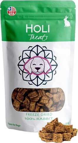 HOLI Freeze Dried Rabbit Treats for Dogs- All Natural Healthy Dog Treats, 100% Made in USA - Single Ingredient - Human Grade - Grain Free - Diabetic Friendly - 1.75oz in Kuwait