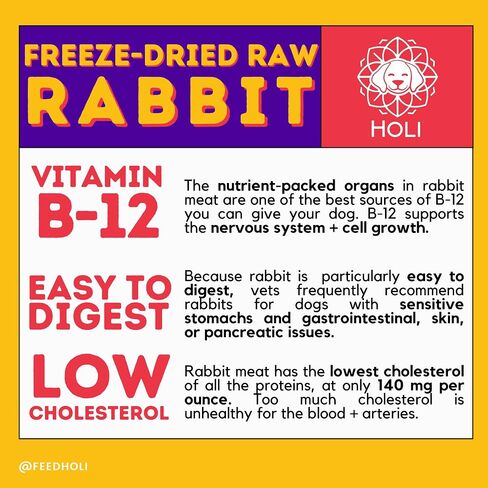 HOLI Freeze Dried Rabbit Treats for Dogs- All Natural Healthy Dog Treats, 100% Made in USA - Single Ingredient - Human Grade - Grain Free - Diabetic Friendly - 1.75oz in Kuwait