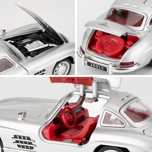 1955 Mercedes-Benz 300sl Vintage Car Model, 1/32 Toy Car with Sound and Light Function, Children's Toy Model Car with PullBack Function, Collector's Quality Model Car, Gift for Children (silver) in Kuwait