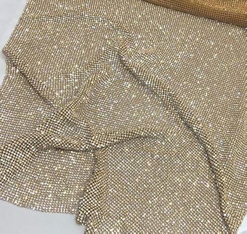 Craft Material Metal Sequin Mesh Fabric Cuttable for Clothing Bag Making Party Shoes Decorations (Gold Sequins) in Kuwait