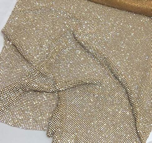 Craft Material Metal Sequin Mesh Fabric Cuttable for Clothing Bag Making Party Shoes Decorations (Gold Sequins) in Kuwait