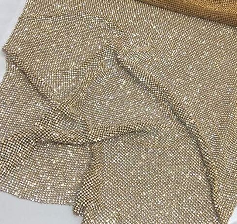 Craft Material Metal Sequin Mesh Fabric Cuttable for Clothing Bag Making Party Shoes Decorations (Gold Sequins) in Kuwait