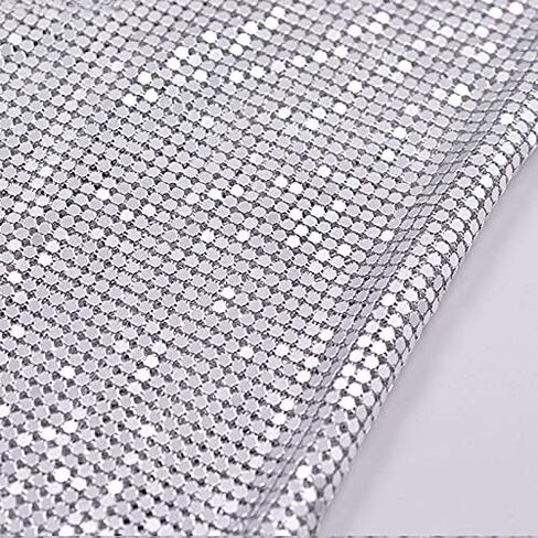 Craft Material Metal Sequin Mesh Fabric Cuttable for Clothing Bag Making Party Shoes Decorations (Gold Sequins) in Kuwait