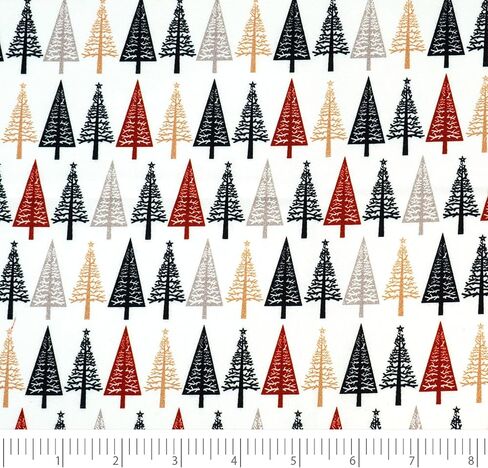 Singer Fabrics, 100% Cotton, Christmas Collection, Quilting Sewing Fabric, Modern Scandinavian Christmas Trees, Cut by Yard in Saudi Arabia