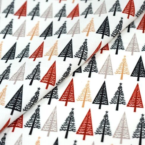 Singer Fabrics, 100% Cotton, Christmas Collection, Quilting Sewing Fabric, Modern Scandinavian Christmas Trees, Cut by Yard in Saudi Arabia