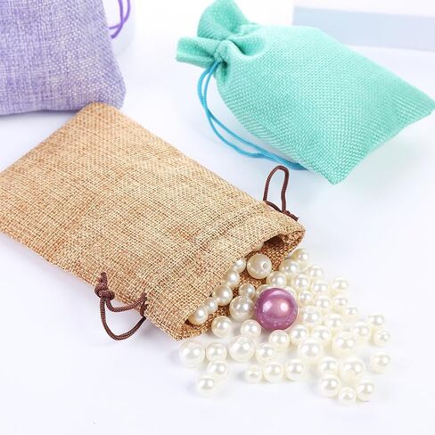 ZISUEX 50PCS Burlap Bags with Drawstring,2.7 x 3.5 Inch Linen Bags Burlap Gift Bags with Drawstring for Christmas Wedding Party and DIY Craft Candy Packing (Beige, 2.7 x 3.5 Inch-7 x 9 CM) in Saudi Arabia