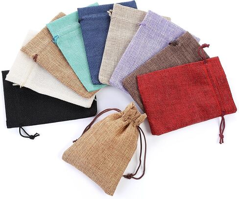 ZISUEX 50PCS Burlap Bags with Drawstring,2.7 x 3.5 Inch Linen Bags Burlap Gift Bags with Drawstring for Christmas Wedding Party and DIY Craft Candy Packing (Beige, 2.7 x 3.5 Inch-7 x 9 CM) in Saudi Arabia