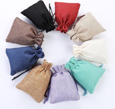 ZISUEX 50PCS Burlap Bags with Drawstring,2.7 x 3.5 Inch Linen Bags Burlap Gift Bags with Drawstring for Christmas Wedding Party and DIY Craft Candy Packing (Beige, 2.7 x 3.5 Inch-7 x 9 CM) in Saudi Arabia