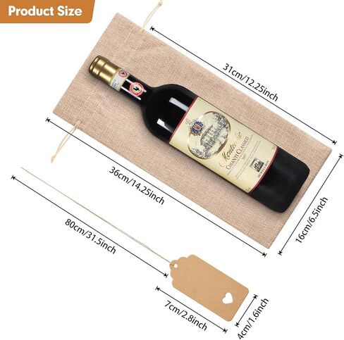 Homum 12Pcs Premium Burlap Wine Bags, Reusable Wine Bottle Bags for Weddings, Parties, Blind Tastings, Christmas, Birthdays, Housewarming, Home Storage (Red) in Saudi Arabia