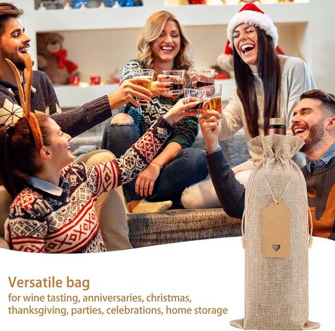 Homum 12Pcs Premium Burlap Wine Bags, Reusable Wine Bottle Bags for Weddings, Parties, Blind Tastings, Christmas, Birthdays, Housewarming, Home Storage (Red) in Saudi Arabia