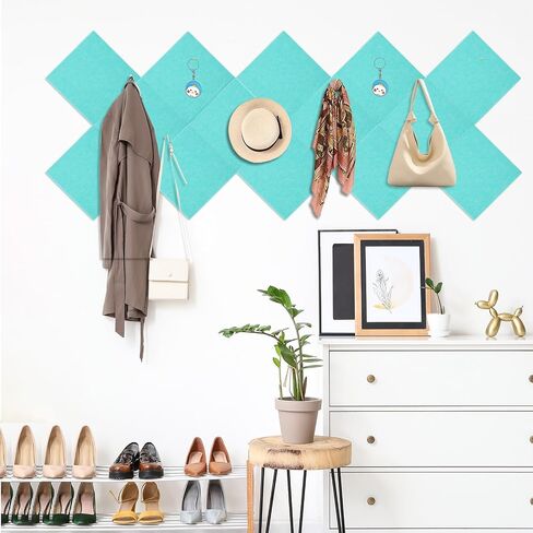 Large Cork Boards Alternative for Walls 47"X 47"-16 Pack 11.8"X11.8" Felt Wall Tiles with Safe Removable Adhesive Tabs Photo Corkboards Bulletin Boards Pin Board for Office Home Decor, Turquoise Blue in Kuwait