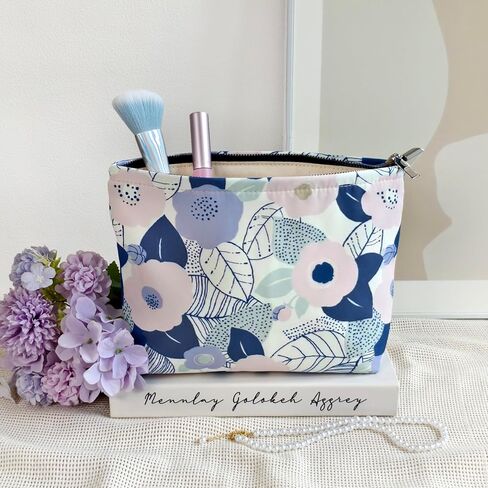 STARDW Aesthetic Makeup Bag Cosmetic Bags for Women and Girls, Large Capacity Canvas Travel Makeup Bag,Makeup Organizer Bag Zipper Pouch (Garden) in Kuwait