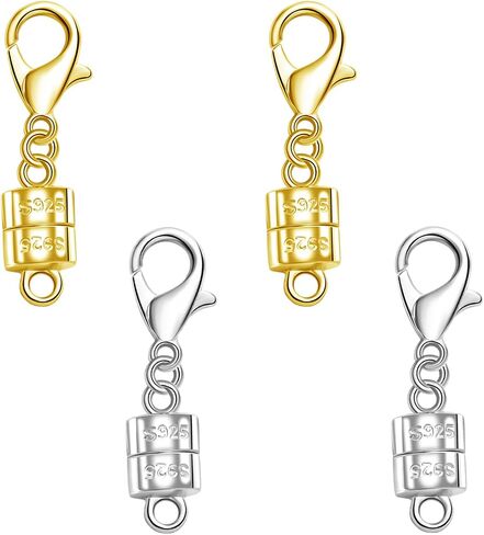 925 Silver Magnetic Necklace Clasp with Lobster Clasp,Magnetic Necklace Clasps and Closures for Bracelet Necklace Extender (5silvery) in Kuwait