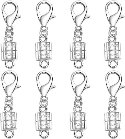 925 Silver Magnetic Necklace Clasp with Lobster Clasp,Magnetic Necklace Clasps and Closures for Bracelet Necklace Extender (5silvery) in Kuwait
