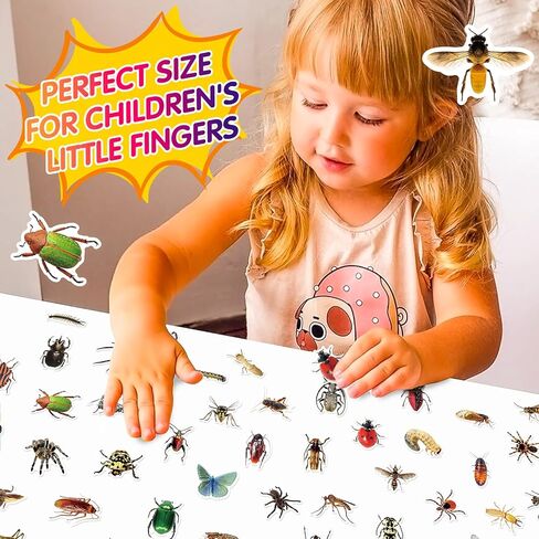 50pcs حشرات ملصقات لزجاجات المياه ملصقات الحشرات الواقعية الواقعة للأطفال ملصقات حيوانية مقاومة للماء للغيتار المحمول Hydroflask Scrapbooking Journaling in Kuwait