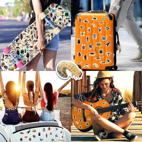 50pcs حشرات ملصقات لزجاجات المياه ملصقات الحشرات الواقعية الواقعة للأطفال ملصقات حيوانية مقاومة للماء للغيتار المحمول Hydroflask Scrapbooking Journaling in Kuwait