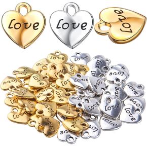 BronaGrand Heart Shape Charm Heart Love Pendants Heart Bead Charms Necklace Charms for DIY Jewelry Earrings Bracelet Making and Crafting Accessory
