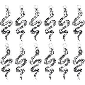 JKJF 20 Pcs Alloy Snake Charms Antique Metal Snake Charm Snake Shape Pendants for Jewelry and DIY Craft Making Antique Silver