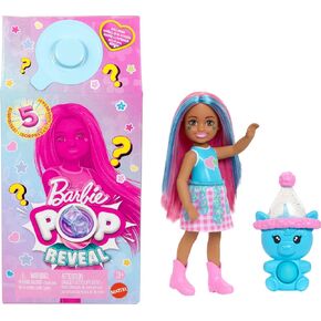 Barbie Chelsea Pop Reveal Doll Set, Shakes Series with 5 Surprises Including Scented Small Doll, Pop-It Pet & Color Change (Styles May Vary)
