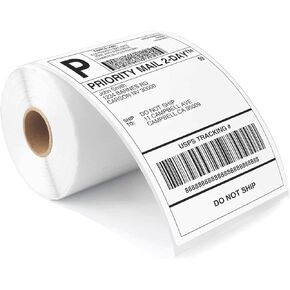 CEPRICO - 4"x 6" Direct Thermal Shipping Labels - 1 Roll (Per Roll 220 Labels) - Waterproof Perforated Self Adhesive Printable Stickers for UPS DHL FedEx USPS - Compatible w/Zebra & Thermal Printers