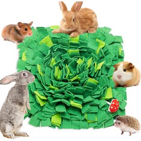 Rabbit Foraging Mat, Interactive Bunny Foraging Toy Indoor, Soft Pet Feeding Mat Toy Also for Hedgehog, Guinea Pig, Hamster, Chinchilla, Kitten, Puppy, Small Animals