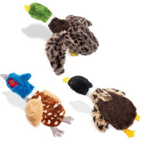 Dog Squeaky Toy Set – 4-Pack Durable Plush Duck, Pheasant, Goose for Small and Medium Dogs – Soft Bird Chew Toys with Crinkle Sound for Puppy Play, Interactive Training