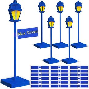 6 Pcs Street Sign Lamp Post Centerpiece Wooden Lamp Post with Street Party Sign Sticker for Toy Decor Friend Birthday Party Supplies Decoration(Green)