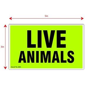 Kenco 3" X 5" Live Animals Fluorescent Shipping Label Stickers for Shipping and Packing - 500 Adhesive Labels Per Roll