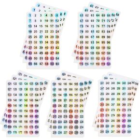 simarro Self-Adhesive Number Stickers (Number 1-300), 15 Sheet Number Round Labels Laser Waterproof Stickers Inventory Stickers Labels Decal for School Office