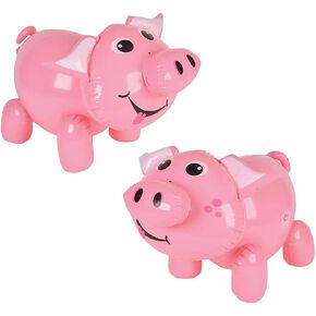 The Dreidel Company Pig Inflate 24", Pink Design, Birthday Party Decoration, Carnival Prizes (2-Pack)