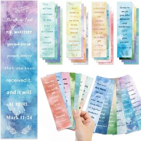 30PCS Bible Verses Watercolour Bookmark Christian Scripture Inspirational Book Reading Maker Cards Aesthetic DIY Decor Book Marks Motivational Positive Page Marker for Church Christmas Easter Gift
