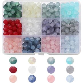 850Pcs St. Patrick's Day Beads for Bracelets Making Kit -8mm Crystal Bead Round with Gold Spacer Beads Alloy Shamrock Hat Pendants for Bracelet Spring Jewelry Making Kit Beginner Adult Craft(Green)