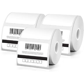 900 PCS White Portable Direct Thermal Printer Labels 1.5 × 1 Inches Vinyl Self-Adhesive Rectangle Stickers Roll Waterproof Printer Decals for Home Office School Address