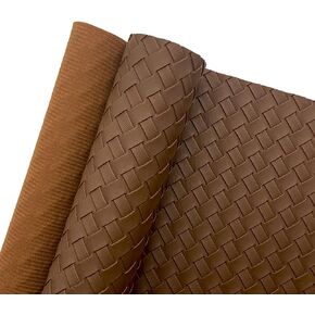 16" x 54" Braided Faux Leather Roll 40x135cm Embossed Basket Weave Texture Synthetic Leather Fabric for Making Leaf Earrings Hair Bow Handbag and DIY Crafts-Green