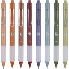 Glieve Gel Pens - ترابي ، غير لامع ، الكتابة السلسة ، لا نزيف - لمجلة ، ملاحظات الكتاب المقدس ، الرسم - اللوازم المدرسية اللطيفة ، 8 حزمة (Terracotta ، الحبر الأسود)