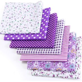 YOLUFER DIY Cotton Fabric Bundle 19.7 x 19.7 Inches, 7PCS Different Pattern, Squares Patchwork Material for Sewing Quilting Scrapbooking.