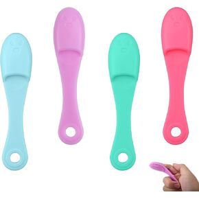 4 Pcs Cat Chin Brushes, Soft Silicone Manual Facial Cleansing Scrubber Cats Chin Cleaner Dog Finger Toothbrush Pet Tooth Brush with Improved Design for Dogs Cats Puppies Chin Cleaning Dental Care