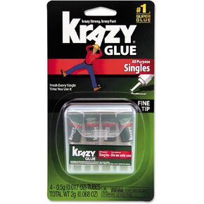 EPI Krazy Glue KG58248SN Krazy Glue Single-Use Tubes w/Storage Case, 0.07 oz, 4/Pack