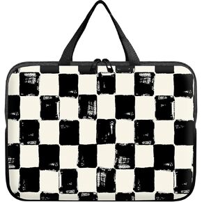 Laptop Sleeve Case 15 inch Plus Cute Mousepad, Black White Checkerboard Slim Carrying Case Durable Handbag Protective Travel Laptop Bag for 13-15 inch Tablet,Laptop, Ultrabook Notebook