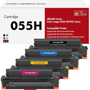 055H 055 مجموعة خرطوشة الحبر مجموعة MF743CDW MF741CDW متوافقة مع Canon Canon Canon 055H 055 TONER ل CANON MF743CDW MF741CDW MF745CDW MF746CDW INK عالية العائد (الأسود الصفراء الصفراء الصفراء)
