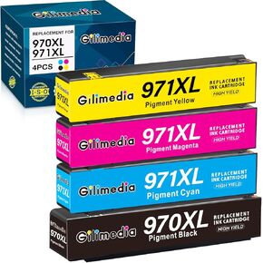 971XL 970XL Ink Cartridge High Yield Replacement for HP 970XL Ink Cartridges Combo Pack Compatible with OfficeJet Pro X576dw X476dw X476dn X551dw X451dn X451dw Printer, 4 Pack 971 970 Ink