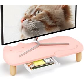 Monitor Stand Riser,Cookie-Shaped Sturdy Wood Computer Monitor Stand, Monitor Stand Riser, Multi-Purpose Desktop Organizer Riser for Computer,Laptop,Printer,TV,khaki