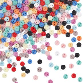 GORGECRAFT 1 Box 360Pcs 12 Colors Mini Resin Buttons 0.12inch/3mm 2 Hole Super Tiny Micro Round Sewing Decorative Button for Scrapbooking Garment Doll DIY Crafts Apparel Accessories