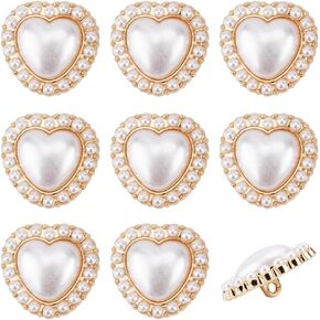Gorgecraft 15pcs أزرار القلب الوردي على شكل قلب أزرار لؤلؤة الأزرار سبائك زخرفية أزرار لؤلؤة لؤلؤة لؤلؤة زر القلب للملابس Cardigans معطف السترة بدلة الحرف المشاريع in Kuwait