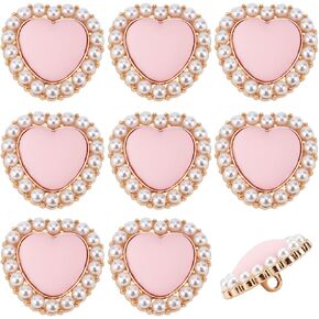 GORGECRAFT 15Pcs Pink Heart Shaped Buttons Heart Pearl Buttons Alloy Decorative Buttons Faux Pearl Buttons Pearl Peach Heart Button for Clothes Cardigans Coat Sweater Suit Craft Projects