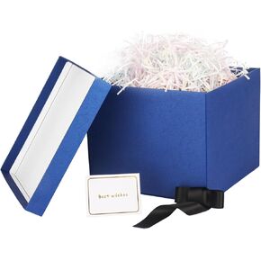 Rinrda Black Gift Box 9x9x7.5inches ، صناديق الهدايا مع أغطية للهدايا ، قابلة للطي ، للتعبئة ، عيد الميلاد ، عيد الميلاد ، عيد الحب ، العائلة أو الأعمال (المتوسطة)