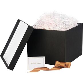 Rinrda Black Gift Box 9x9x7.5Inches,Gift Boxes with Lids for Presents,Collapsible,for Packaging,Birthday,Christmas,Valentine's Day,Family or Business(Medium)