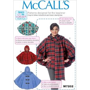 McCall's Patterns M7202 Misses' Ponchos Sewing Template, Y (XSM-SML-MED)